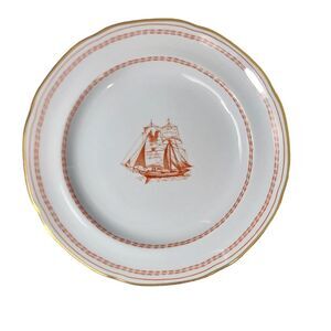 Spode Trade Winds England Fine Stone W128 Bread Plate Red Gold Trim 6" Single